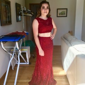 Clarisse 2 piece Wine Colored Prom Dress